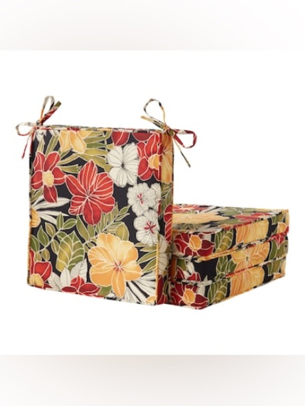4 Greendale Home Fashions 18-in x 18-in 4 -Piece Aloha Black Patio chair cushion